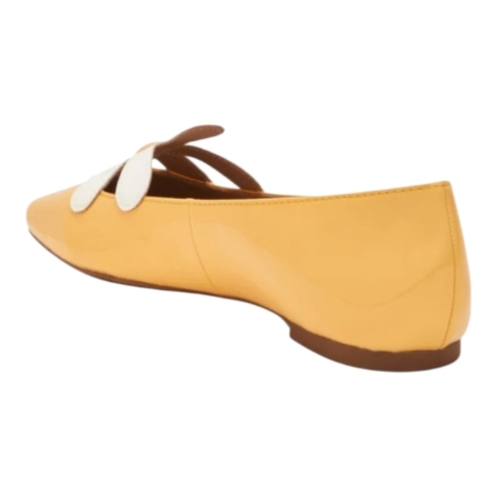 Yellow Patent Floral Applique Women's Flat - Picture 4 of 5